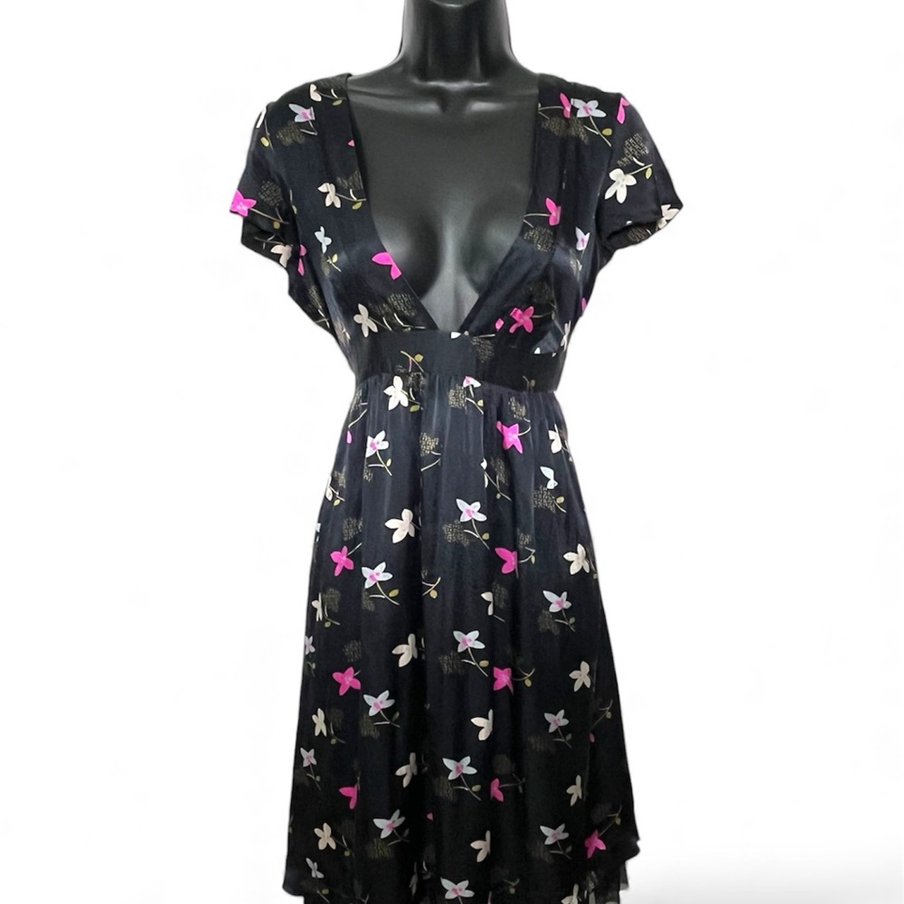 Free People Black Floral Lace Accented Dress